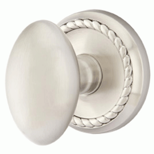 EMTEK Solid Brass Egg Door Knob Set With Rope Rosette