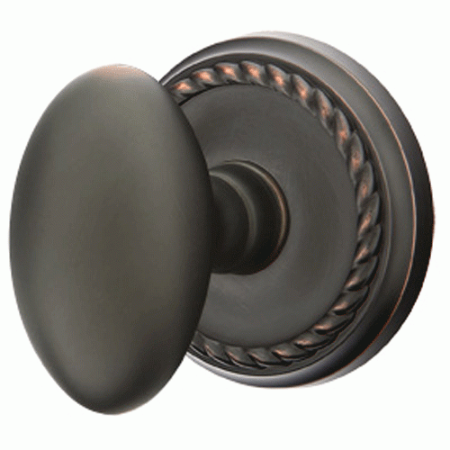 EMTEK Solid Brass Egg Door Knob Set With Rope Rosette