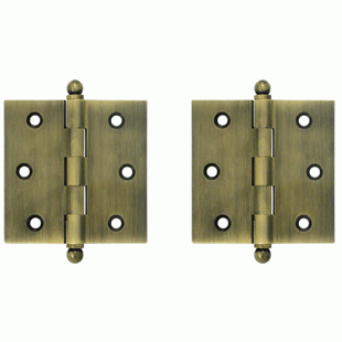 DELTANA 2 1/2 Inch x 2 1/2 Inch Solid Brass Cabinet Hinges (Antique Brass)