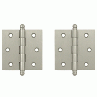 DELTANA 2 1/2 Inch x 2 1/2 Inch Solid Brass Cabinet Hinges (Brushed Nickel Finish)