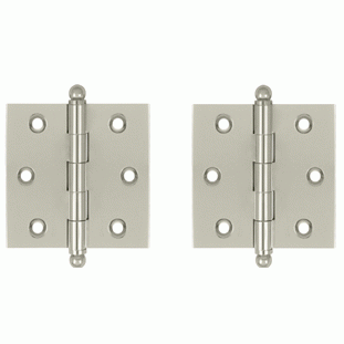 DELTANA 2 1/2 Inch x 2 1/2 Inch Solid Brass Cabinet Hinges (Polished Nickel Finish)