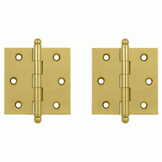 DELTANA 2 1/2 Inch x 2 1/2 Inch Solid Brass Cabinet Hinges (Polished Brass Finish)