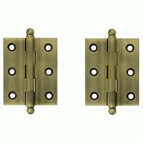 2 1/2 Inch x 2 Inch Solid Brass Cabinet Hinges (Antique Brass Finish) DELTANA