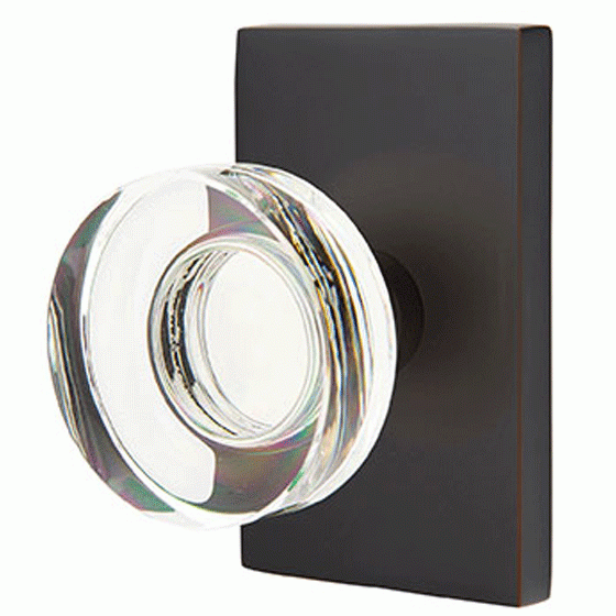 EMTEK Emtek Modern Disc Crystal Door Knob Set Modern Rectangular Rosette