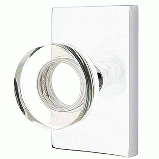 EMTEK Emtek Modern Disc Crystal Door Knob Set Modern Rectangular Rosette