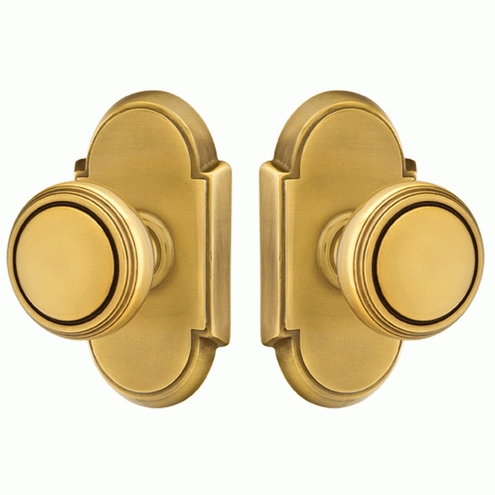 EMTEK Solid Brass Norwich Door Knob Set With # 8 Rosette