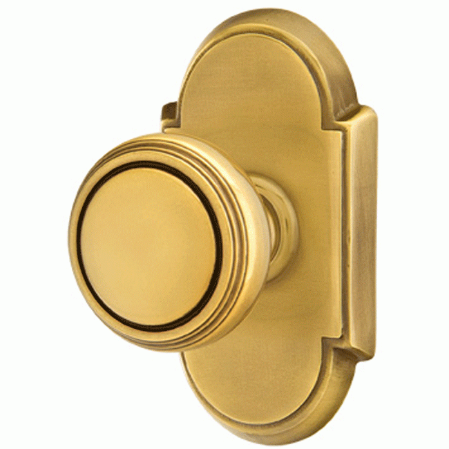 EMTEK Solid Brass Norwich Door Knob Set With # 8 Rosette