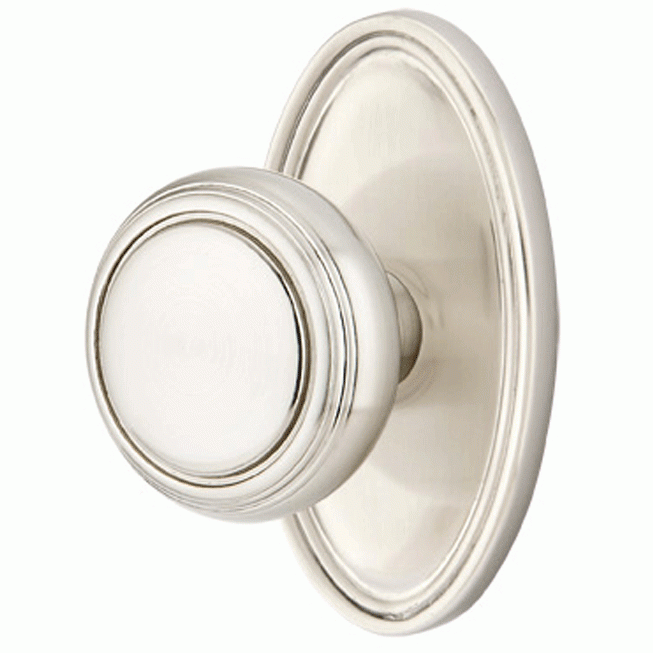 EMTEK Solid Brass Norwich Door Knob Set With Oval Rosette