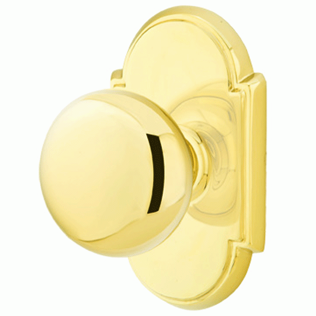 EMTEK Solid Brass Providence Door Knob Set With # 8 Rosette