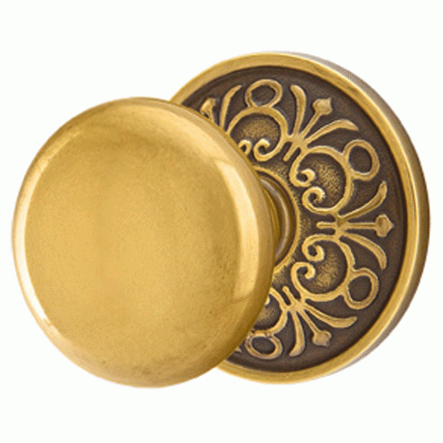 EMTEK Solid Brass Providence Door Knob Set With Lancaster Rosette (Several Finish Options)