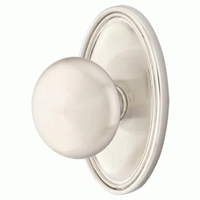 EMTEK Solid Brass Providence Door Knob Set With Oval Rosette