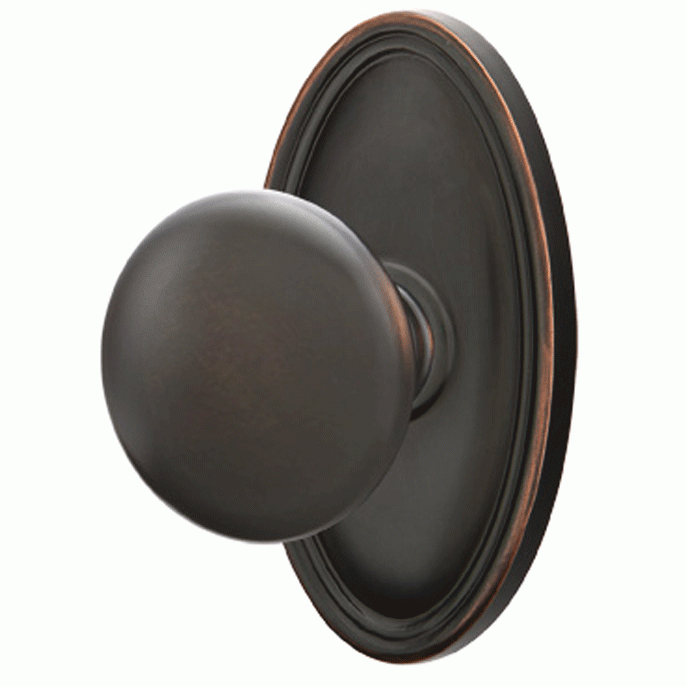 EMTEK Solid Brass Providence Door Knob Set With Oval Rosette