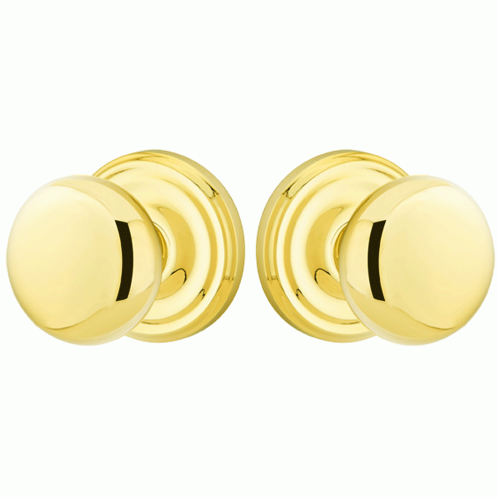 EMTEK Solid Brass Providence Door Knob Set With Regular Rosette