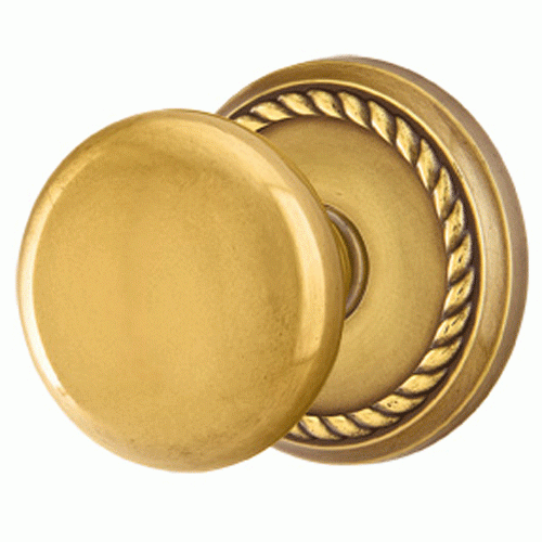 EMTEK Solid Brass Providence Door Knob Set With Rope Rosette