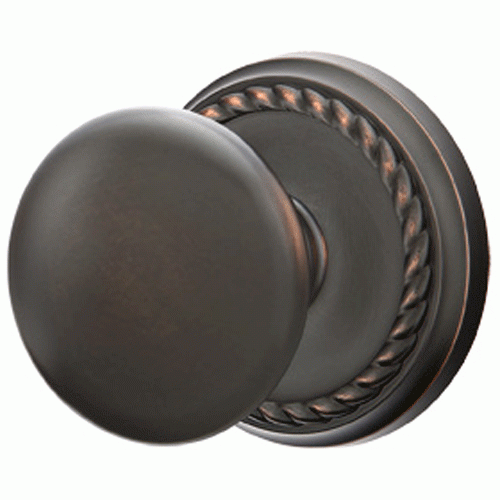 EMTEK Solid Brass Providence Door Knob Set With Rope Rosette