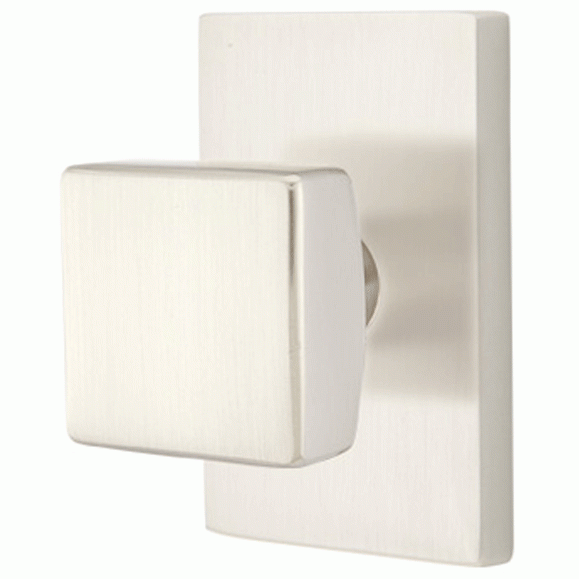 EMTEK Solid Brass Square Knob With Modern Rectangular Rosette