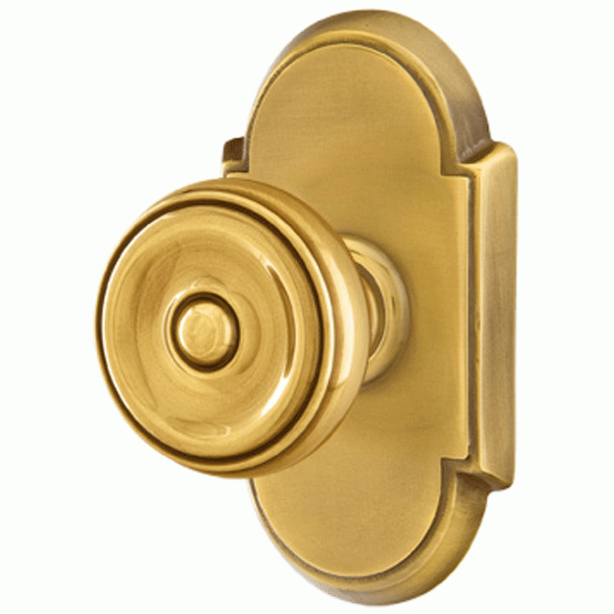 EMTEK Solid Brass Waverly Door Knob Set With # 8 Rosette