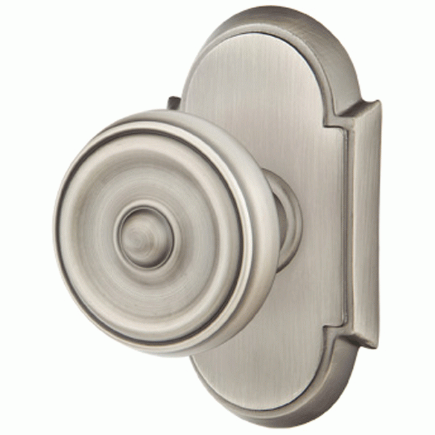 EMTEK Solid Brass Waverly Door Knob Set With # 8 Rosette