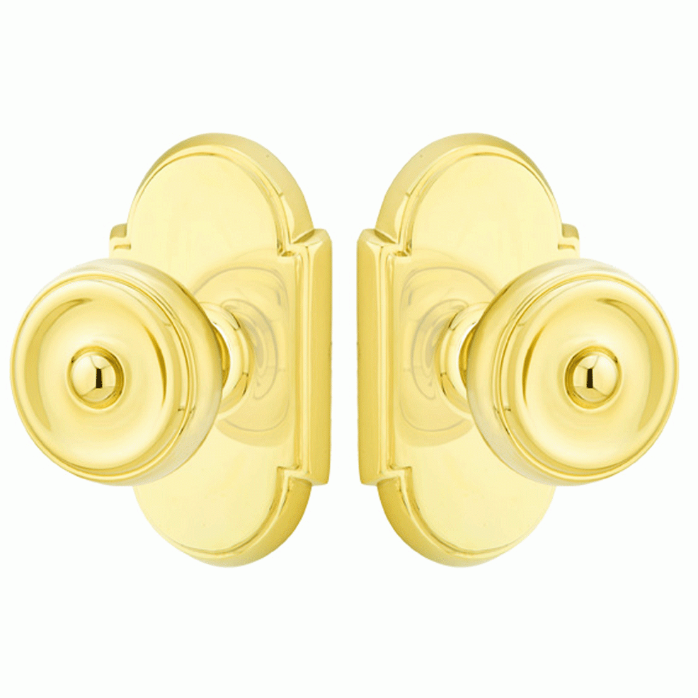 EMTEK Solid Brass Waverly Door Knob Set With # 8 Rosette