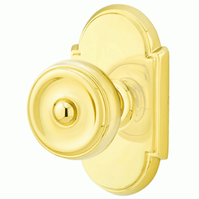 EMTEK Solid Brass Waverly Door Knob Set With # 8 Rosette