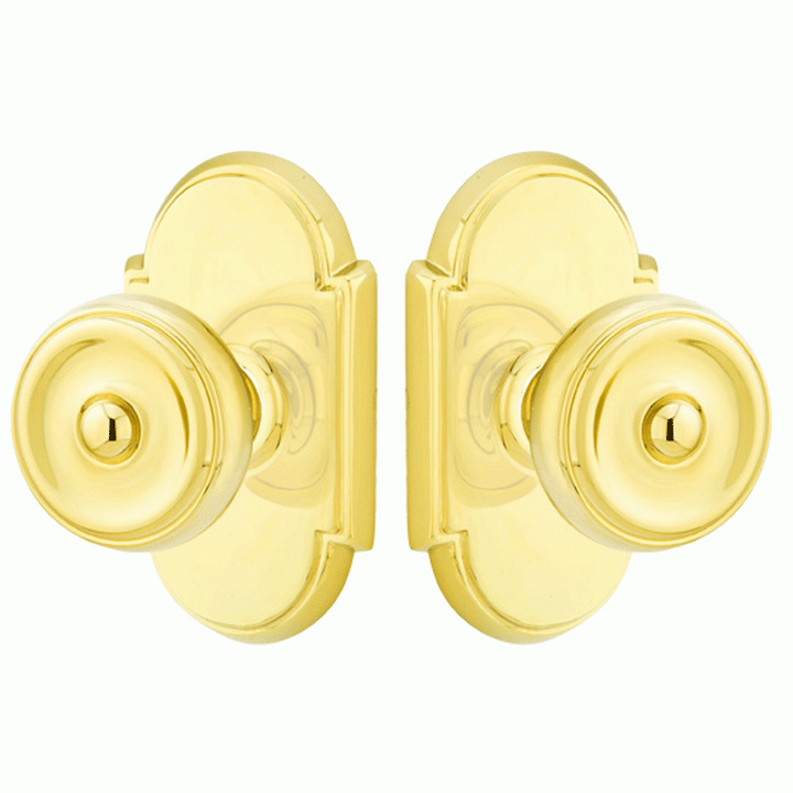 EMTEK Solid Brass Waverly Door Knob Set With # 8 Rosette