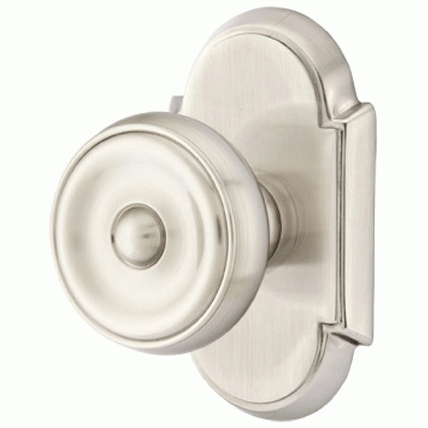 EMTEK Solid Brass Waverly Door Knob Set With # 8 Rosette