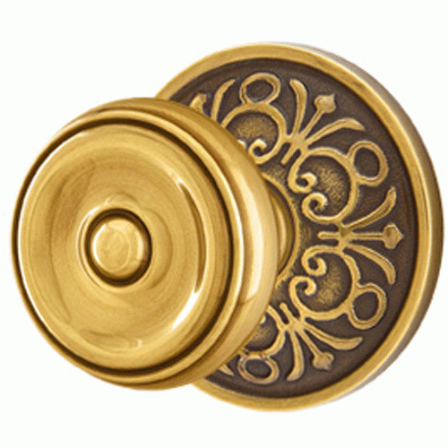 EMTEK Emtek Solid Brass Waverly Door Knob Set With Lancaster Rosette