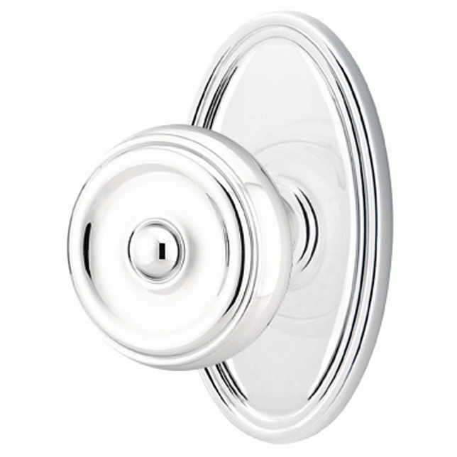 EMTEK Solid Brass Waverly Door Knob Set With Oval Rosette