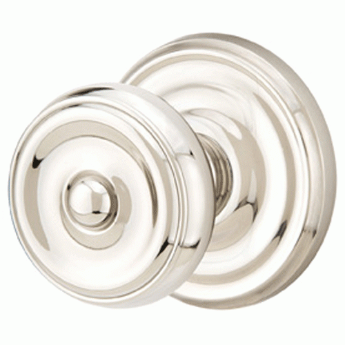 EMTEK Solid Brass Waverly Door Knob Set With Regular Rosette