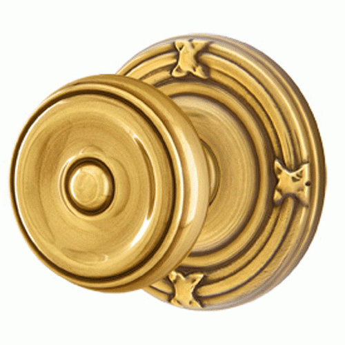 EMTEK Solid Brass Waverly Door Knob Set With Ribbon & Reed Rosette