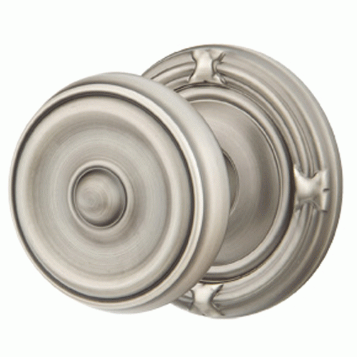 EMTEK Solid Brass Waverly Door Knob Set With Ribbon & Reed Rosette