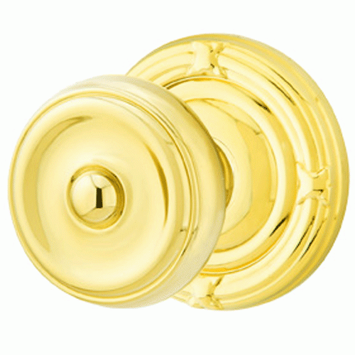 EMTEK Solid Brass Waverly Door Knob Set With Ribbon & Reed Rosette