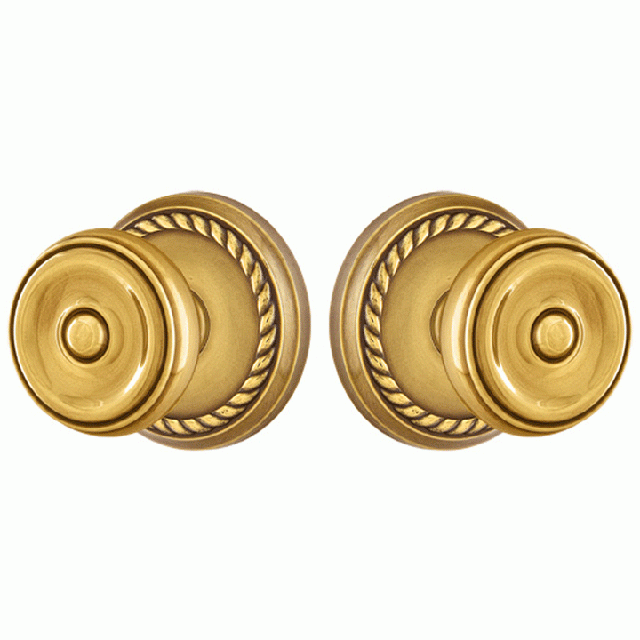 EMTEK Emtek Solid Brass Waverly Door Knob Set With Rope Rosette