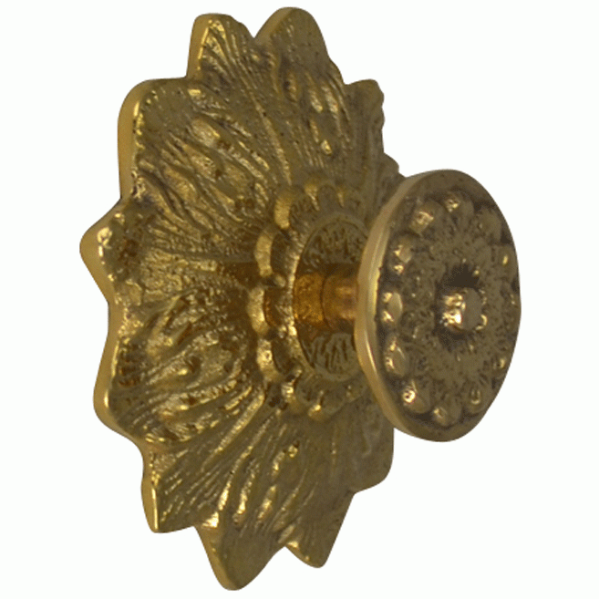 COPPER MOUNTAIN HARDWARE 2 2/5 Inch Solid Brass Victorian Sunflower Knob (Lacquered Brass Finish)