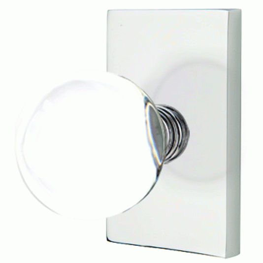 EMTEK Emtek Crystal Bristol Door Knob Set With Modern Rectangular Rosette