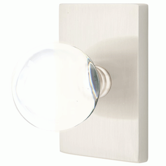 EMTEK Emtek Crystal Bristol Door Knob Set With Modern Rectangular Rosette