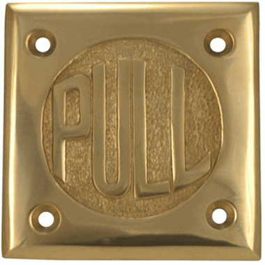 COPPER MOUNTAIN HARDWARE 2 3/4 Inch Brass Classic American "PULL" Plate (Lacquered Brass Finish)