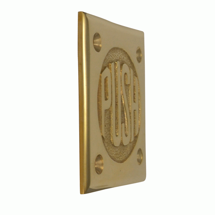 COPPER MOUNTAIN HARDWARE 2 3/4 Inch Brass Classic American "PUSH" Plate (Lacquered Brass Finish)