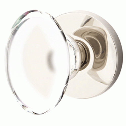 EMTEK Crystal Hampton Door Knob Set With Disk Rosette (Several Finishes)