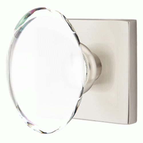 EMTEK Crystal Hampton Door Knob Set With Square Rosette (Several Finishes)