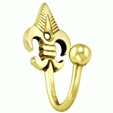 COPPER MOUNTAIN HARDWARE 2 3/8 Inch Fleur-de-lis Brass Hook (Polished Brass Finish)