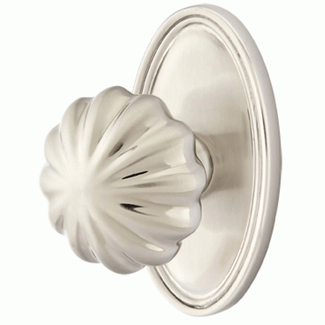 EMTEK Solid Brass Melon Door Knob Set With Oval Rosette