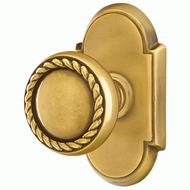 EMTEK Solid Brass Rope Door Knob Set With # 8 Rosette