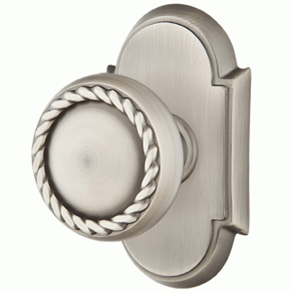 EMTEK Solid Brass Rope Door Knob Set With # 8 Rosette