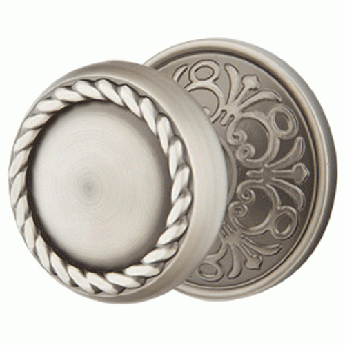 EMTEK Solid Brass Rope Door Knob Set With Lancaster Rosette