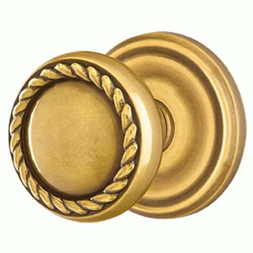 EMTEK Solid Brass Rope Door Knob Set With Regular Rosette