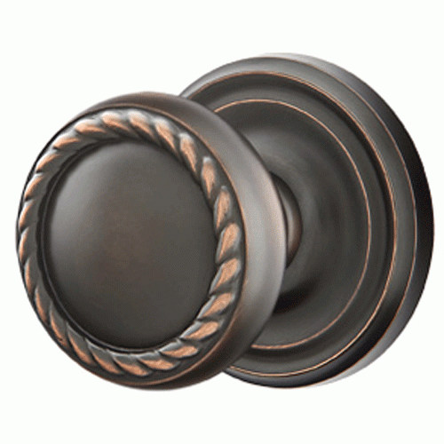 EMTEK Solid Brass Rope Door Knob Set With Regular Rosette