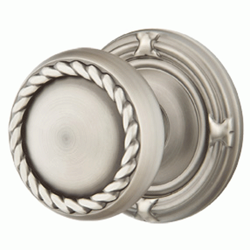 EMTEK Solid Brass Rope Door Knob Set With Ribbon & Reed Rosette