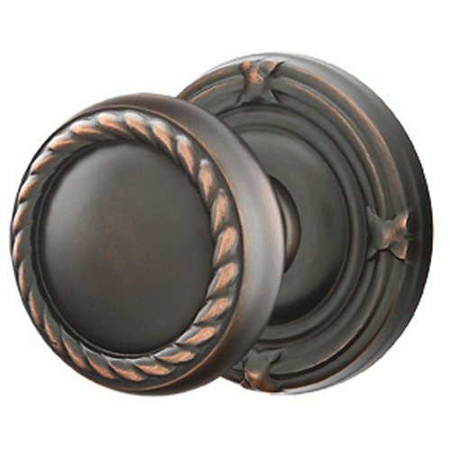 EMTEK Solid Brass Rope Door Knob Set With Ribbon & Reed Rosette