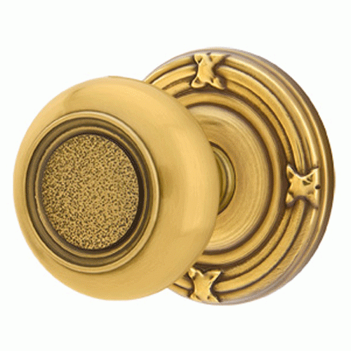 EMTEK Solid Brass Belmont Door Knob Set With Ribbon & Reed Rosette